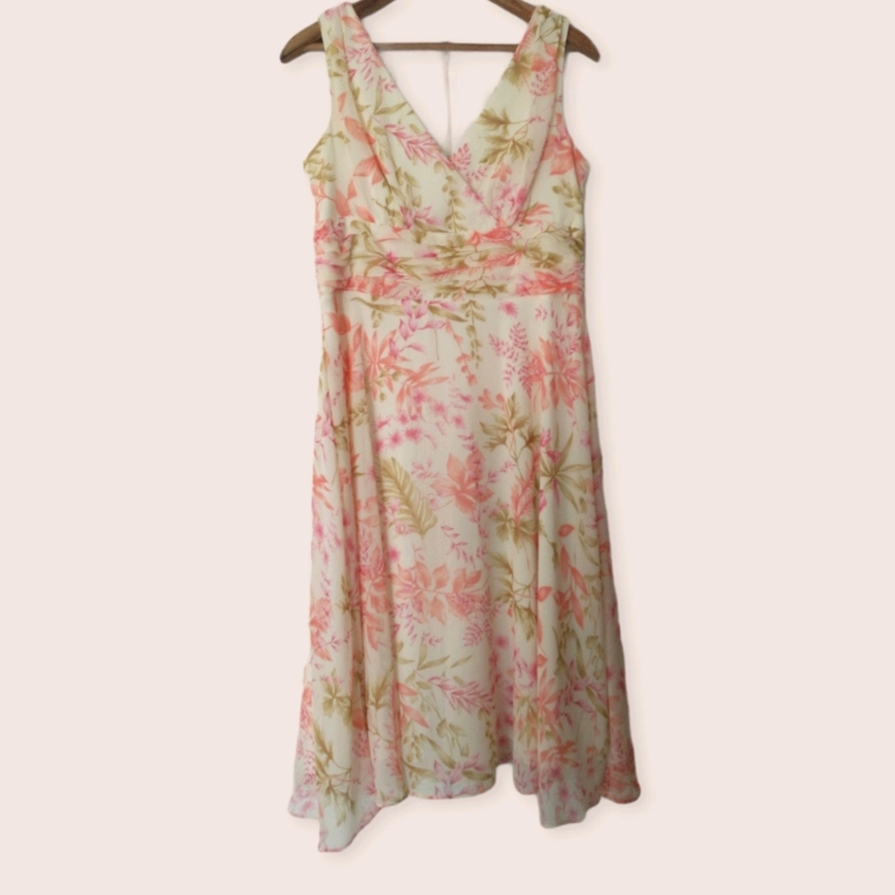 Dress Barn Tropical Floral Sleeveless Dress 10P